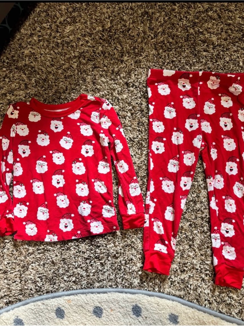 Little Me Red Santa Print Kids Pajama Set